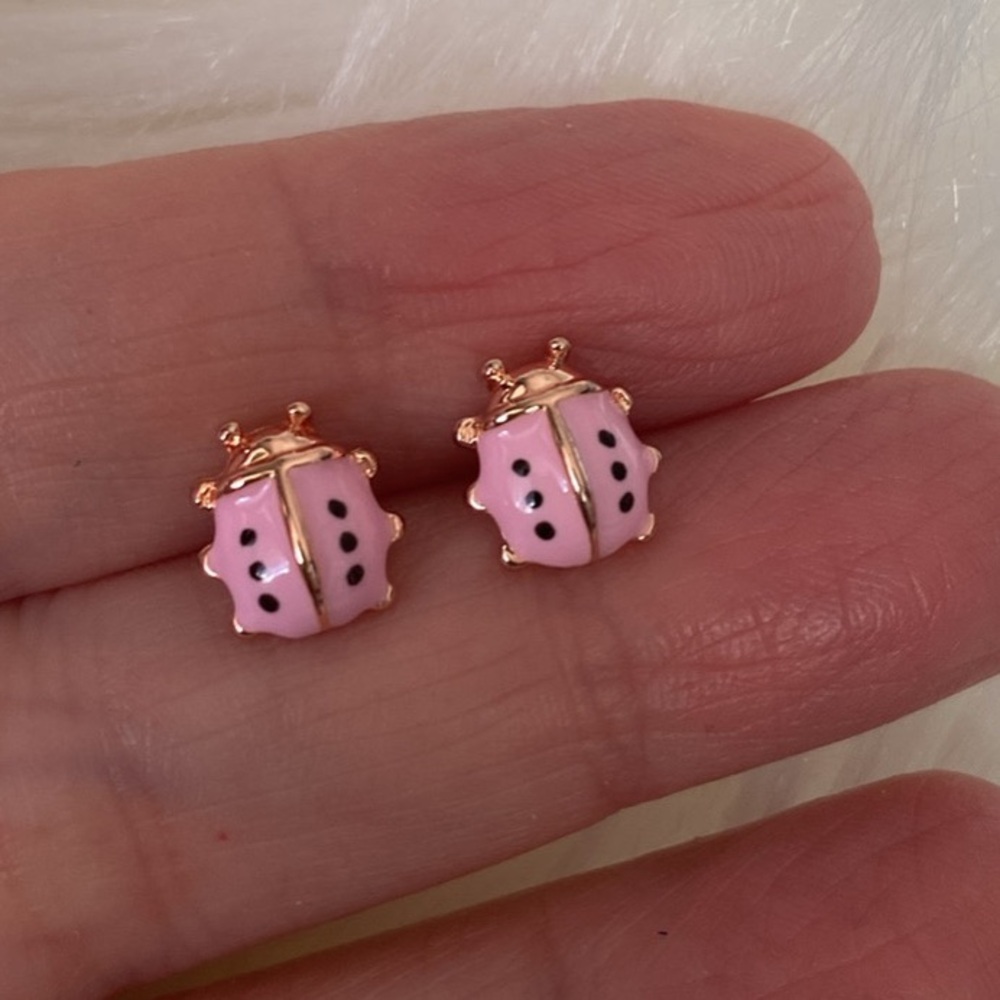 Pink Ladybug Earrings